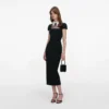 Black Crepe Bow Collar Midi Dress Black Crepe Bow Collar Midi Dress
