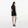 Black Crepe Bow Lace Mini Dress Black Crepe Bow Lace Mini Dress