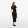 Black Crepe Contrast Frill Midi Dress Black Crepe Contrast Frill Midi Dress