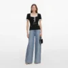 Black Crepe Contrast Frill Top Black Crepe Contrast Frill Top