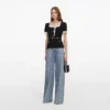 Black Crepe Contrast Frill Top Black Crepe Contrast Frill Top