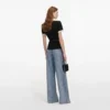 Black Crepe Contrast Frill Top Black Crepe Contrast Frill Top