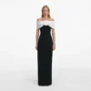 Black Crepe Flower Maxi Dress Black Crepe Flower Maxi Dress