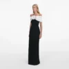 Black Crepe Flower Maxi Dress Black Crepe Flower Maxi Dress