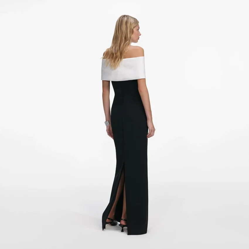 Black Crepe Flower Maxi Dress Black Crepe Flower Maxi Dress