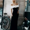 Black Crepe Flower Maxi Dress Black Crepe Flower Maxi Dress