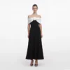 Black Crepe Flower Midi Dress Black Crepe Flower Midi Dress