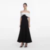 Black Crepe Flower Midi Dress Black Crepe Flower Midi Dress