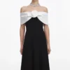 Black Crepe Flower Midi Dress Black Crepe Flower Midi Dress