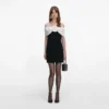 Black Crepe Flower Mini Dress Black Crepe Flower Mini Dress