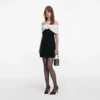 Black Crepe Flower Mini Dress Black Crepe Flower Mini Dress