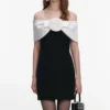 Black Crepe Flower Mini Dress Black Crepe Flower Mini Dress