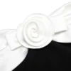 Black Crepe Flower Top