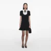 Black Crepe Lace Bib Mini Dress Black Crepe Lace Bib Mini Dress