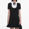 Black Crepe Lace Bib Mini Dress Black Crepe Lace Bib Mini Dress