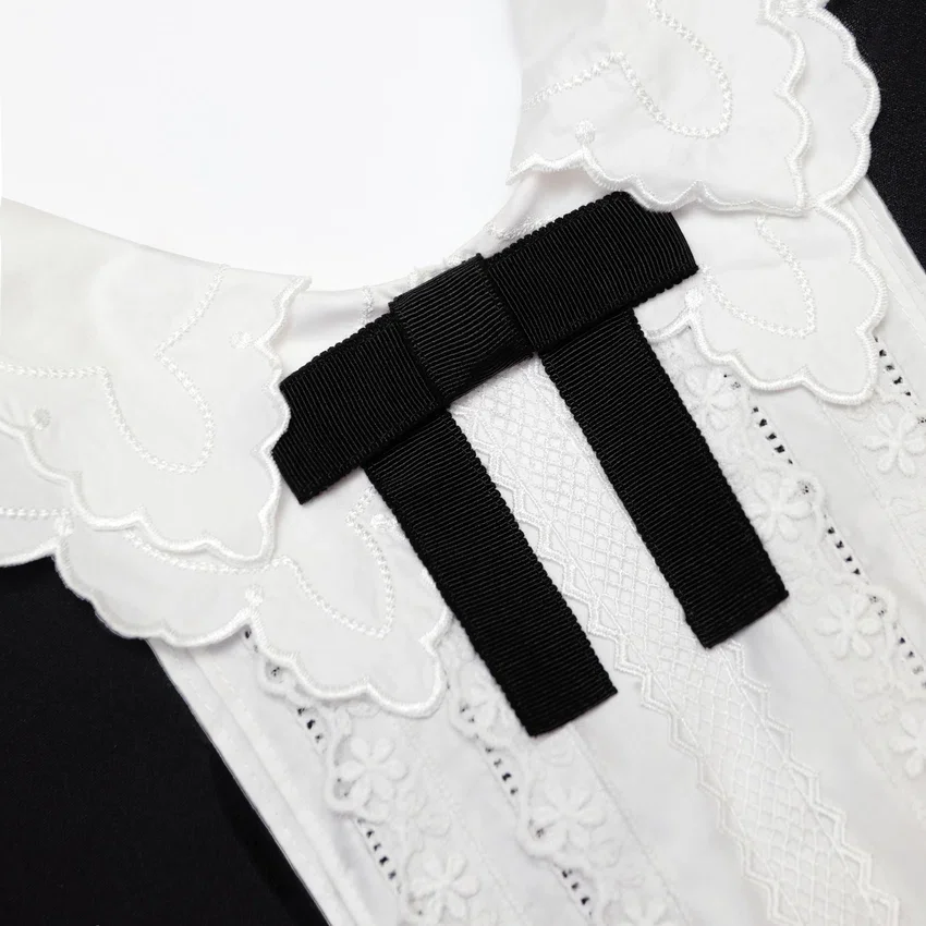 Black Crepe Lace Bib Mini Dress Black Crepe Lace Bib Mini Dress