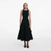 Black Crepe Pearl Trim Midi Dress Black Crepe Pearl Trim Midi Dress