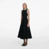 Black Crepe Pearl Trim Midi Dress Black Crepe Pearl Trim Midi Dress
