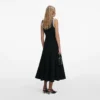 Black Crepe Pearl Trim Midi Dress Black Crepe Pearl Trim Midi Dress