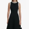 Black Crepe Pearl Trim Midi Dress Black Crepe Pearl Trim Midi Dress
