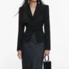 Black Crepe Polka Dot Maxi Dress Black Crepe Polka Dot Maxi Dress