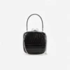 Black Croc Leather Compact Mini Bag Black Croc Leather Compact Mini Bag