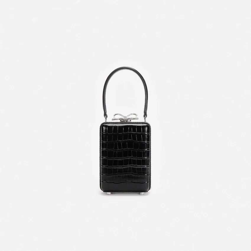 Black Croc Leather Micro Bag Black Croc Leather Micro Bag