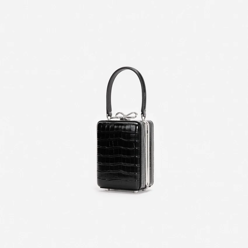 Black Croc Leather Micro Bag Black Croc Leather Micro Bag
