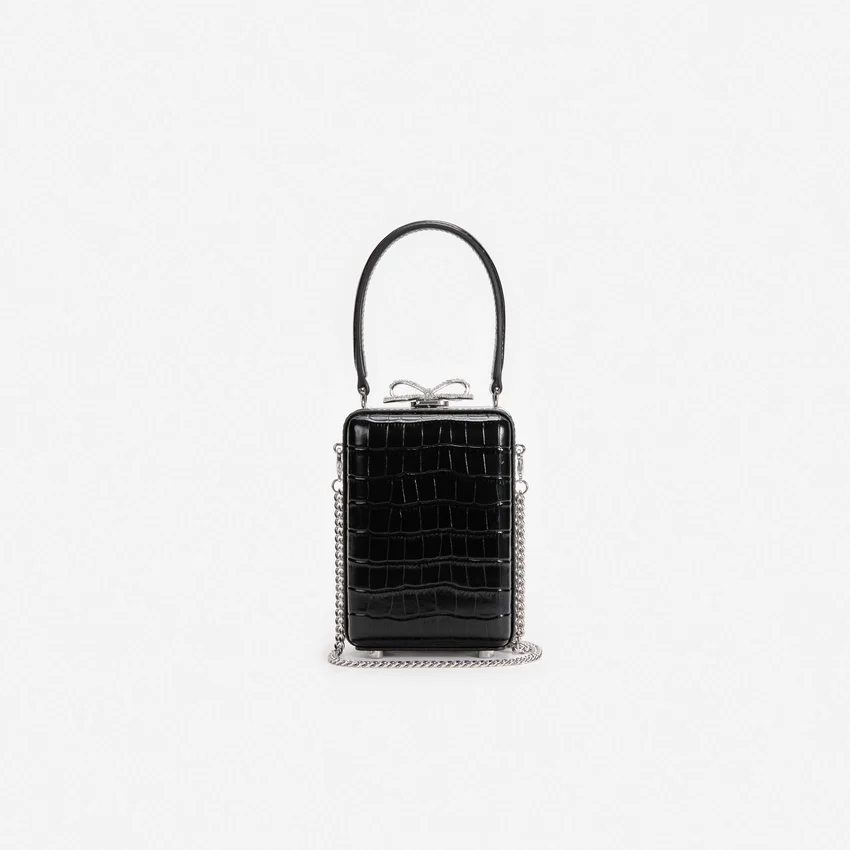 Black Croc Leather Micro Bag Black Croc Leather Micro Bag