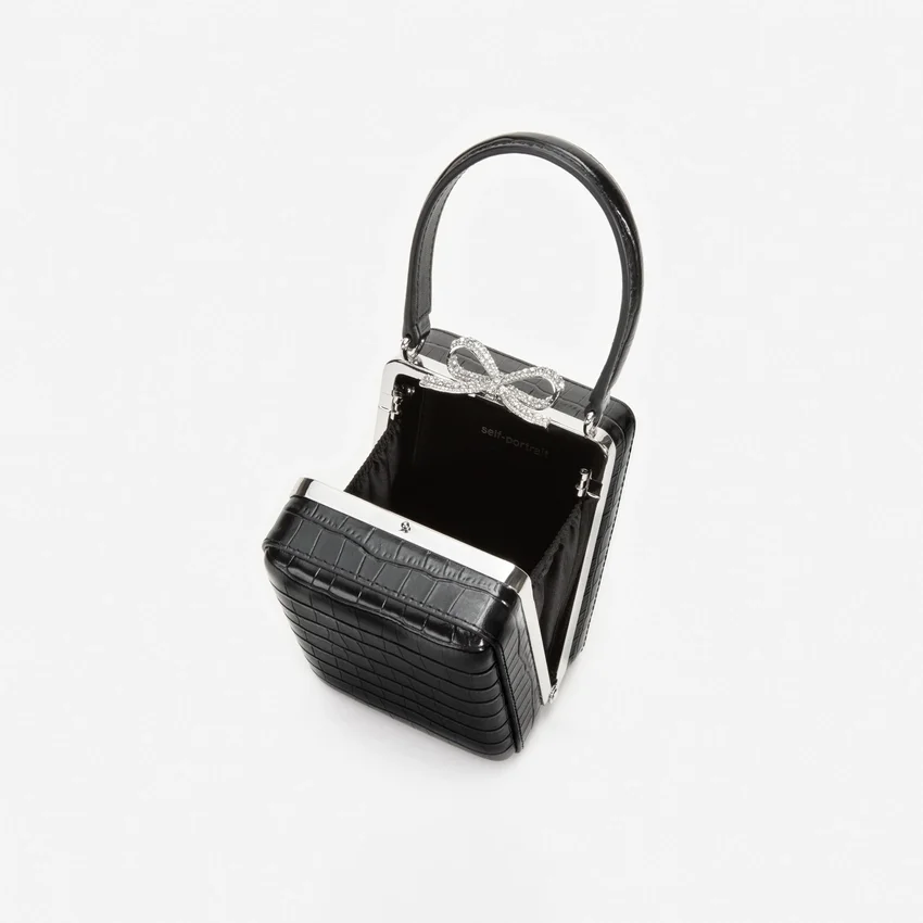 Black Croc Leather Micro Bag Black Croc Leather Micro Bag