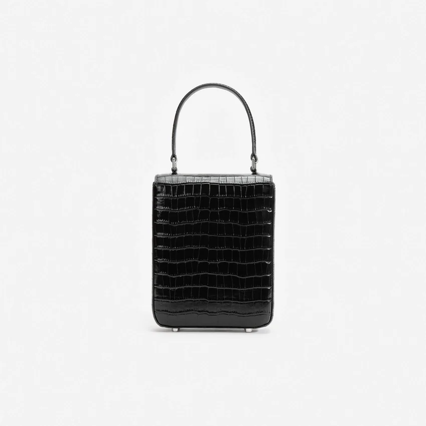 Black Croc Leather Structured Mini Bag Black Croc Leather Structured Mini Bag