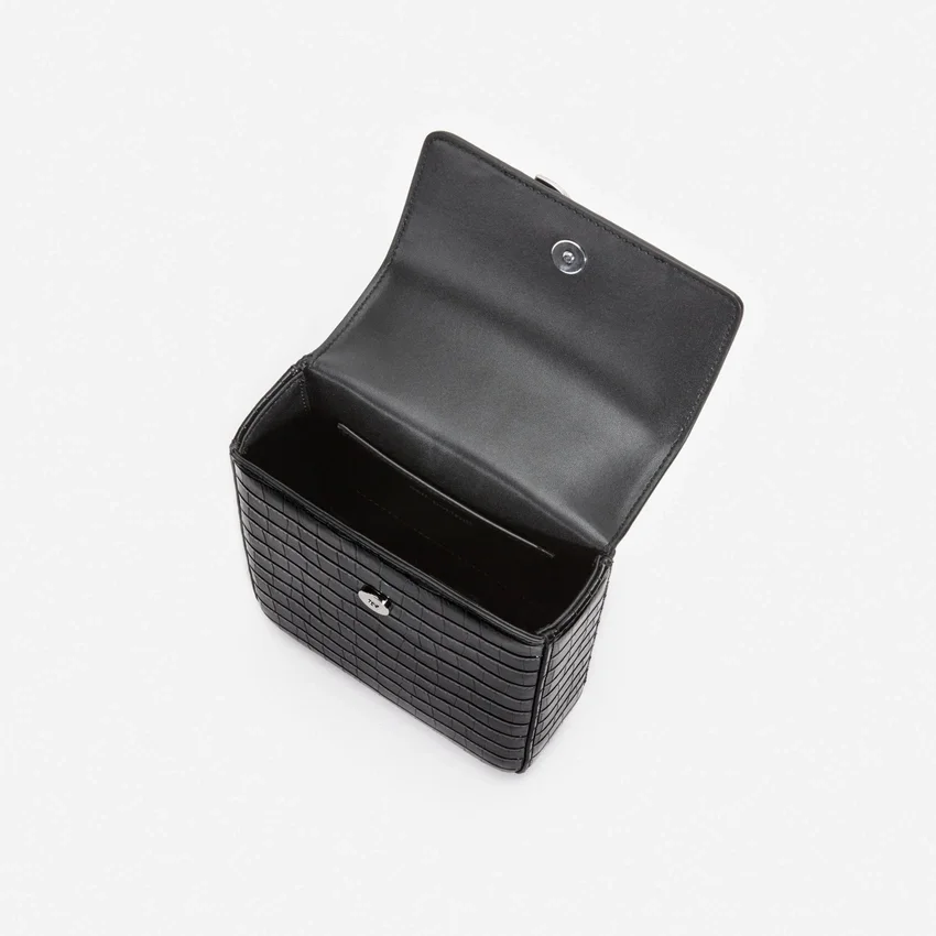 Black Croc Leather Structured Mini Bag Black Croc Leather Structured Mini Bag