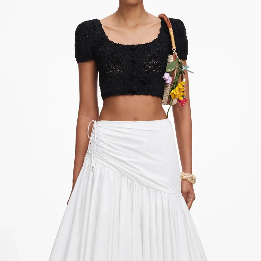 Black Crochet Knit Crop Top Black Crochet Knit Crop Top