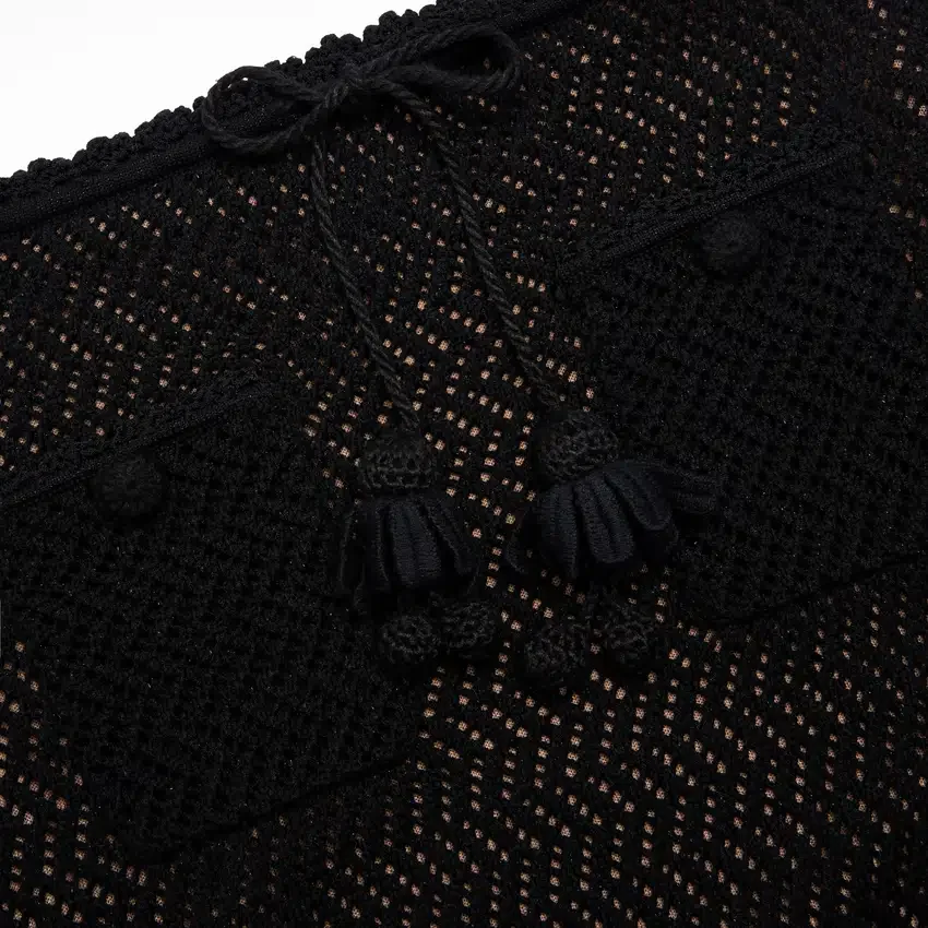Black Crochet Knit Midi Skirt Black Crochet Knit Midi Skirt