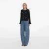 Black Crystal Button Cardigan