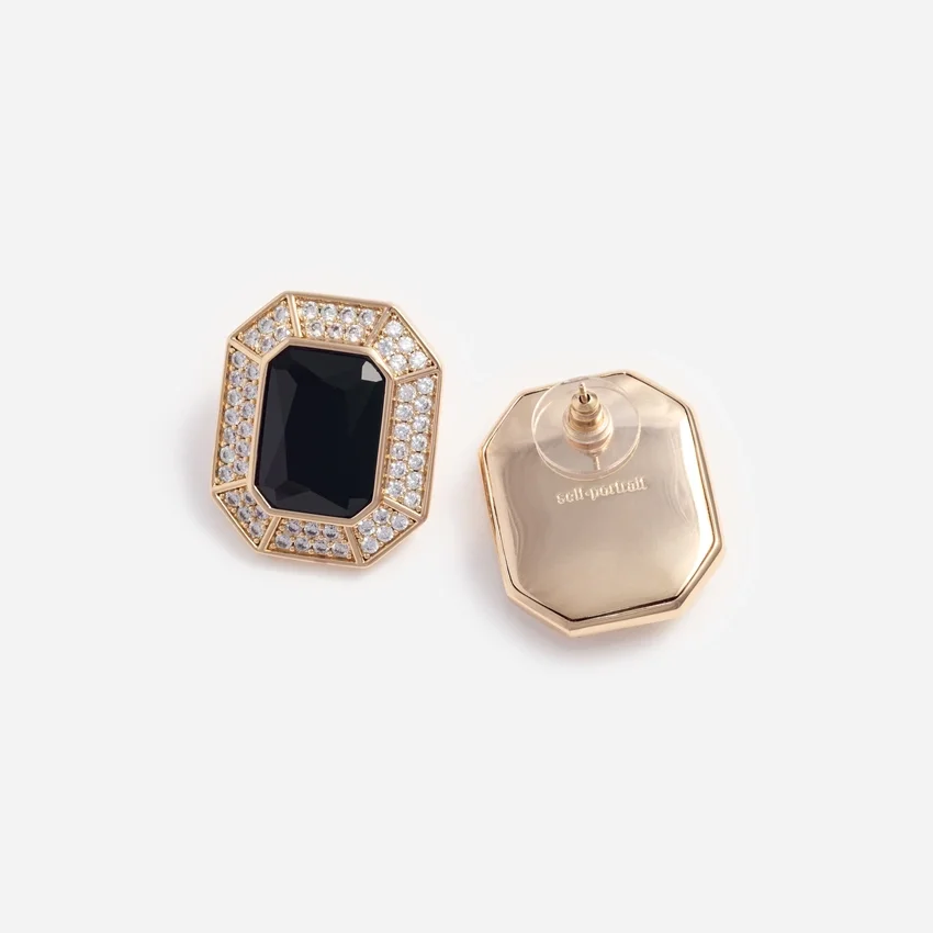 Black Crystal Encrusted Earrings Black Crystal Encrusted Earrings