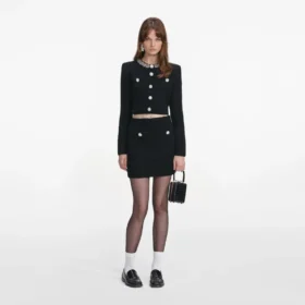 Black Knit Mini Skirt