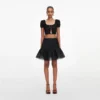 Black Embroidered Mini Skirt