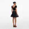Black Embroidered Mini Skirt