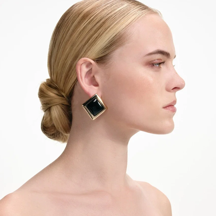 Black Enamel Gold Square Earrings Black Enamel Gold Square Earrings