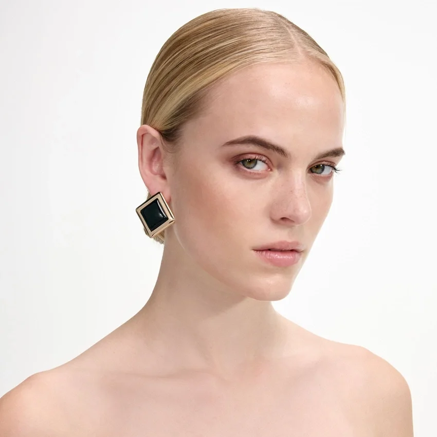Black Enamel Gold Square Earrings Black Enamel Gold Square Earrings