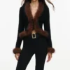 Black Faux Fur Knit Cardigan Black Faux Fur Knit Cardigan