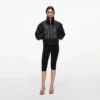 Black Faux Leather Bomber Jacket