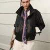 Black Faux Leather Bomber Jacket