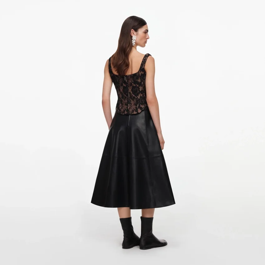 Black Faux Leather Midi Skirt Black Faux Leather Midi Skirt