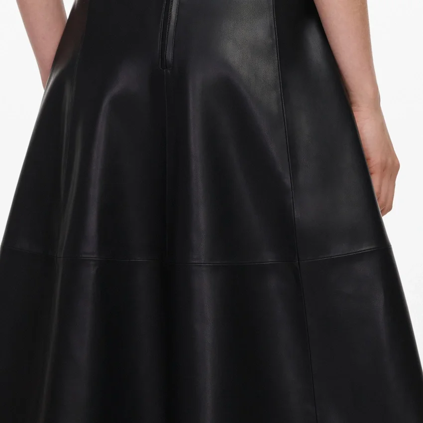 Black Faux Leather Midi Skirt Black Faux Leather Midi Skirt