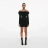 Black Feather Viscose Knit Mini Dress Black Feather Viscose Knit Mini Dress