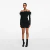 Black Feather Viscose Knit Mini Dress Black Feather Viscose Knit Mini Dress