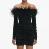 Black Feather Viscose Knit Mini Dress Black Feather Viscose Knit Mini Dress