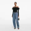 Black Feather Viscose Knit Top